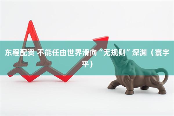 东程配资 不能任由世界滑向“无规则”深渊(寰宇平)